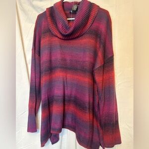 Investments Women’s 1x Long Sleeve Pink Multicolored Sweater NWT